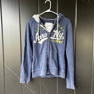 Y2K Aeropostale Aero NY Distressed Zip Hoodie Jacket M